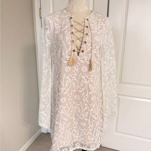 Karma White and Cream Long Sleeve Dress